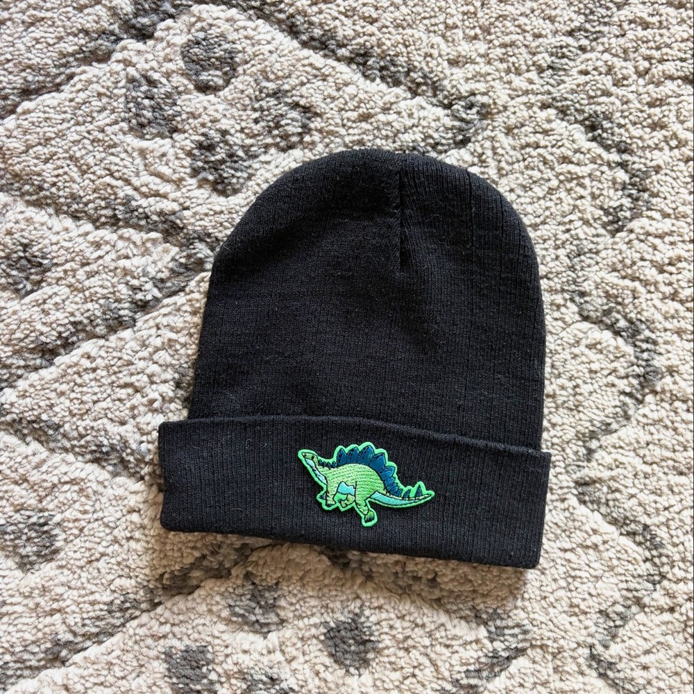 SOLD XXXX Black toddler beanie with dino patch